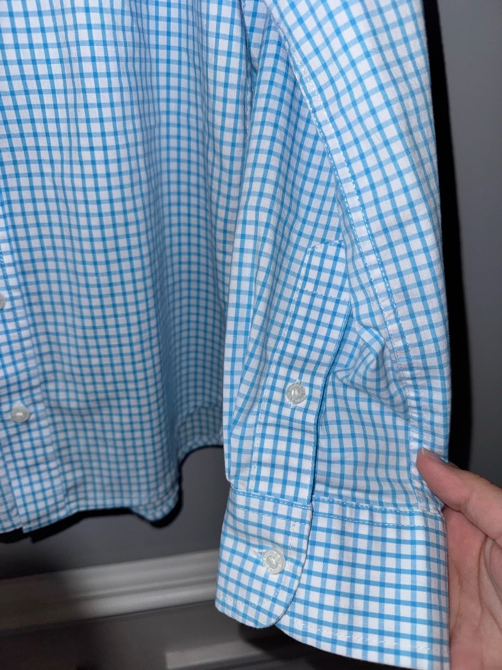 crown & ivy Light Blue Gingham Button-Down Shirt - Picture 4 of 7